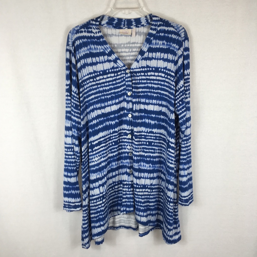 LOGO Lori Goldstein Blue Tie Dye Tunic Top Size 2X FINAL PRICE